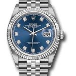 Rolex Steel Datejust 36 Watch – Fluted Bezel – Blue Diamond Dial – Jubilee Bracelet – 2019 Release – 126234
