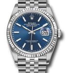 Rolex Steel Datejust 36 Watch – Fluted Bezel – Blue Index Dial – Jubilee Bracelet – 2019 Release – 126234