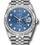 Rolex Steel Datejust 36 Watch – Fluted Bezel – Blue Jubilee Diamond Dial – Jubilee Bracelet – 2019 Release – 126234 bljdj