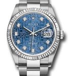 Rolex Steel Datejust 36 Watch – Fluted Bezel – Blue Jubilee Diamond Dial – Oyster Bracelet – 2019 Release – 126234 bljdo