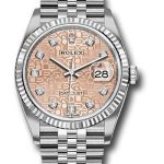 Rolex Steel Datejust 36 Watch – Fluted Bezel – Pink Jubilee Diamond Dial – Jubilee Bracelet – 2019 Release – 126234