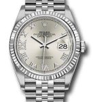 Rolex Steel Datejust 36 Watch – Fluted Bezel – Silver Diamond Roman VI and IX Dial – Jubilee Bracelet – 2019 Release – 126234 sdr69j