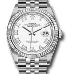 Rolex Steel Datejust 36 Watch – Fluted Bezel – White Roman Dial – Jubilee Bracelet – 2019 Release – 126234