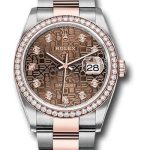 Rolex Steel and Everose Rolesor Datejust 36 Watch – Diamond Bezel – Chocolate Jubilee Diamond Dial – Oyster Bracelet – 126281RBR chojdo