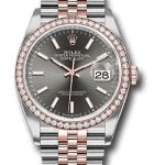 Rolex Steel and Everose Rolesor Datejust 36 Watch – Diamond Bezel – Dark Rhodium Index Dial – Jubilee Bracelet – 126281RBR dkrij