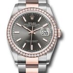 Rolex Steel and Everose Rolesor Datejust 36 Watch – Diamond Bezel – Dark Rhodium Index Dial – Oyster Bracelet – 126281RBR dkrio