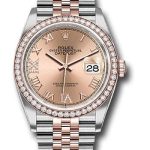 Rolex Steel and Everose Rolesor Datejust 36 Watch – Diamond Bezel – Rose Roman Dial – Jubilee Bracelet – 126281RBR rdr69j