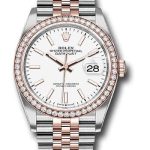 Rolex Steel and Everose Rolesor Datejust 36 Watch – Diamond Bezel – White Index Dial – Jubilee Bracelet – 126281RBR