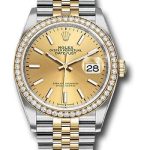 Rolex Steel and Yellow Gold Rolesor Datejust 36 Watch – Yellow Diamond Bezel – Champagne Index Dial – Jubilee Bracelet – 126283RBR