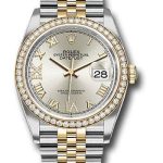 Rolex Steel and Yellow Gold Rolesor Datejust 36 Watch – Yellow Diamond Bezel – Silver Roman Dial – Jubilee Bracelet – 126283RBR sdr69j