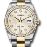 Rolex Steel and Yellow Gold Rolesor Datejust 36 Watch – Diamond Bezel – Silver Jubilee Diamond Dial – Oyster Bracelet – 126283RBR