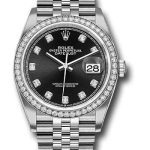 Rolex Steel Datejust 36 Watch – Diamond Bezel – Black Diamond Dial – Jubilee Bracelet – 2019 Release – 126284RBR