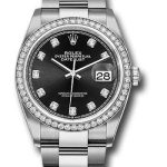 Rolex Steel Datejust 36 Watch – Diamond Bezel – Black Diamond Dial – Oyster Bracelet – 2019 Release – 126284RBR