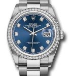 Rolex Steel Datejust 36 Watch – Diamond Bezel – Blue Diamond Dial – Oyster Bracelet – 2019 Release – 126284RBR