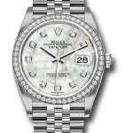 Rolex Steel Datejust 36 Watch – Diamond Bezel – Mother-of-Pearl Diamond Dial – Jubilee Bracelet – 2019 Release – 126284RBR