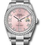 Rolex Steel Datejust 36 Watch – Diamond Bezel – Pink Diamond Roman VI and IX Dial – Oyster Bracelet – 2019 Release – 126284RBR pdr69o