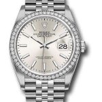 Rolex Steel Datejust 36 Watch – Diamond Bezel – Silver Index Dial – Jubilee Bracelet – 2019 Release – 126284RBR