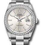 Rolex Steel Datejust 36 Watch – Diamond Bezel – Silver Index Dial – Oyster Bracelet – 2019 Release – 126284RBR