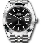Rolex Steel Datejust 41 Watch – Smooth Bezel – Black Index Dial – Jubilee Bracelet – 126300