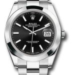 Rolex Steel Datejust 41 Watch – Smooth Bezel – Black Index Dial – Oyster Bracelet – 126300