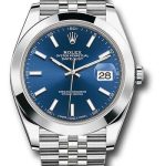 Rolex Steel Datejust 41 Watch – Smooth Bezel – Blue Index Dial – Jubilee Bracelet – 126300