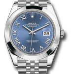 Rolex Steel Datejust 41 Watch – Smooth Bezel – Blue Roman Dial – Jubilee Bracelet – 126300
