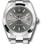 Rolex Steel Datejust 41 Watch – Smooth Bezel – Dark Rhodium Index Dial – Oyster Bracelet – 126300 dkrio