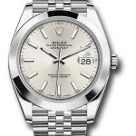 Rolex Steel Datejust 41 Watch – Smooth Bezel – Silver Index Dial – Jubilee Bracelet – 126300