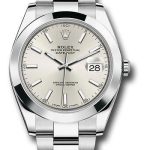 Rolex Steel Datejust 41 Watch – Smooth Bezel – Silver Index Dial – Oyster Bracelet – 126300