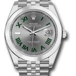 Rolex Steel Datejust 41 Watch – Smooth Bezel – Slate Green Roman Dial – Jubilee Bracelet – 126300 slgrj
