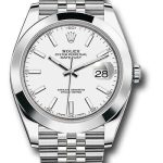 Rolex Steel Datejust 41 Watch – Smooth Bezel – White Index Dial – Jubilee Bracelet – 126300
