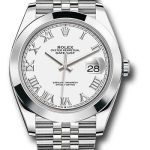 Rolex Steel Datejust 41 Watch – Smooth Bezel – White Roman Dial – Jubilee Bracelet – 126300