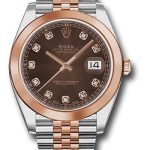 Rolex Steel and Everose Rolesor Datejust 41 Watch – Smooth Bezel – Chocolate Diamond Dial – Jubilee Bracelet – 126301 chodj