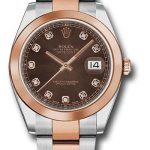 Rolex Steel and Everose Rolesor Datejust 41 Watch – Smooth Bezel – Chocolate Diamond Dial – Oyster Bracelet – 126301 chodo