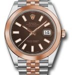 Rolex Steel and Everose Rolesor Datejust 41 Watch – Smooth Bezel – Chocolate Index Dial – Jubilee Bracelet – 126301 choij