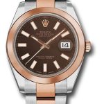 Rolex Steel and Everose Rolesor Datejust 41 Watch – Smooth Bezel – Chocolate Index Dial – Oyster Bracelet – 126301 choio