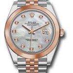 Rolex Steel and Everose Gold Rolesor Datejust 41 Watch – Smooth Bezel – Mother-of-Pearl Diamond Dial – Jubilee Bracelet – 126301