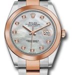 Rolex Steel and Everose Gold Rolesor Datejust 41 Watch – Smooth Bezel – Mother-of-Pearl Diamond Dial – Oyster Bracelet – 126301