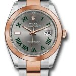 Rolex Steel and Everose Gold Rolesor Datejust 41 Watch – Smooth Bezel – Slate Gray Green Roman Wimbledon Dial – Oyster Bracelet – 126301 slgro