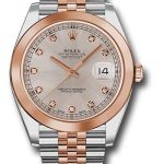 Rolex Steel and Everose Rolesor Datejust 41 Watch – Smooth Bezel – Sundust Diamond Dial – Jubilee Bracelet – 126301