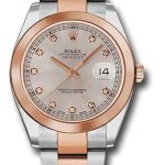 Rolex Steel and Everose Rolesor Datejust 41 Watch – Smooth Bezel – Sundust Diamond Dial – Oyster Bracelet – 126301