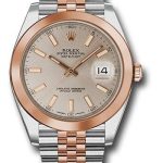 Rolex Steel and Everose Rolesor Datejust 41 Watch – Smooth Bezel – Sundust Index Dial – Jubilee Bracelet – 126301