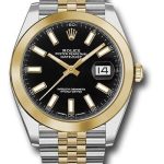 Rolex Steel and Yellow Gold Rolesor Datejust 41 Watch – Smooth Bezel – Black Index Dial – Jubilee Bracelet – 126303