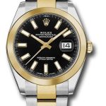 Rolex Steel and Yellow Gold Rolesor Datejust 41 Watch – Smooth Bezel – Black Index Dial – Oyster Bracelet – 126303