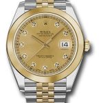 Rolex Steel and Yellow Gold Rolesor Datejust 41 Watch – Smooth Bezel – Champagne Diamond Dial – Jubilee Bracelet – 126303