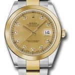 Rolex Steel and Yellow Gold Rolesor Datejust 41 Watch – Smooth Bezel – Champagne Diamond Dial – Oyster Bracelet – 126303