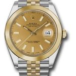 Rolex Steel and Yellow Gold Rolesor Datejust 41 Watch – Smooth Bezel – Champagne Index Dial – Jubilee Bracelet – 126303