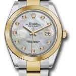 Rolex Steel and Yellow Gold Rolesor Datejust 41 Watch – Smooth Bezel – Mother-of-Pearl Diamond Dial – Oyster Bracelet – 126303