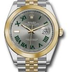 Rolex Steel and Yellow Gold Rolesor Datejust 41 Watch – Smooth Bezel – Slate Green Roman Dial – Jubilee Bracelet – 126303 slgrj