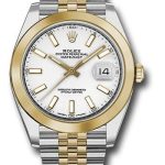 Rolex Steel and Yellow Gold Rolesor Datejust 41 Watch – Smooth Bezel – White Index Dial – Jubilee Bracelet – 126303
